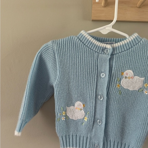 Vintage bright eyes Baby Cardigan with Duck Embroidery - Picture 2 of 5